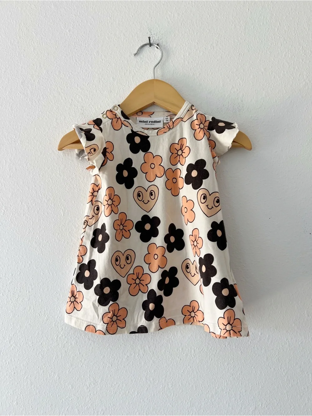 MINI RODINI | Organic Hearts and Daisies Dress | 6-9 mos